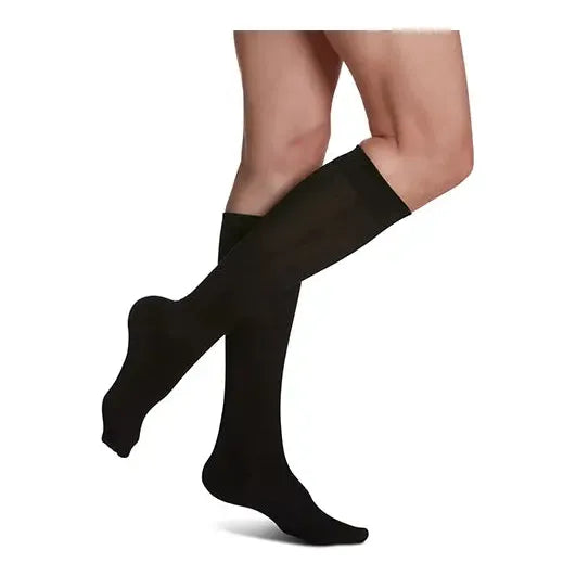 Sigvaris - Women Sea Island Cotton - Knee High - 20-30mmHg - Black - Compression Stockings